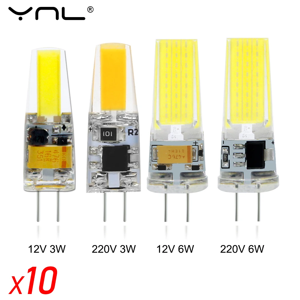 10pcs LED G4 COB Lamp AC DC 12V 220V Mini Dimming G4 LED Bulb Lampada LED Lighting Replace Halogen Spotlight Chandelier LED Lamp