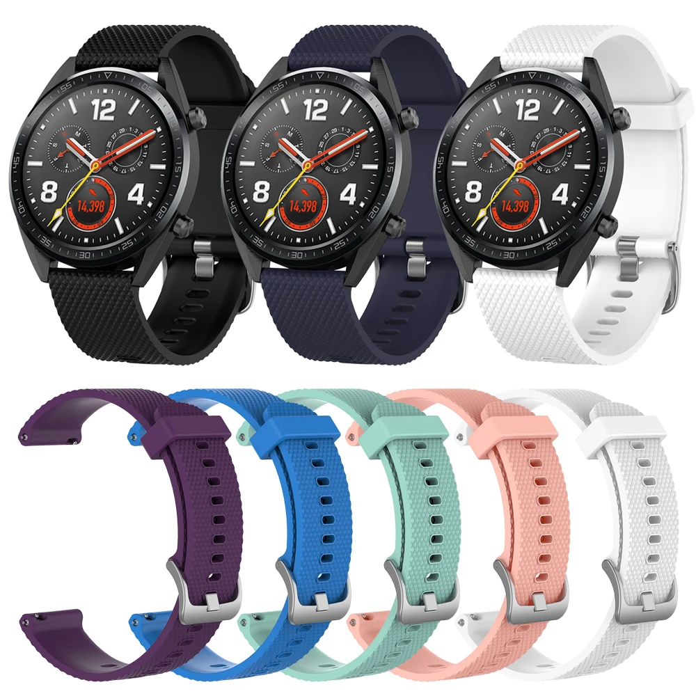 20mm 22mm Texture Silicone Band for Samsung Galaxy 46mm 42mm/Active/S3/S2 Strap for Amazfit GTR/ BIP/Huawei watch 2/GT watchband