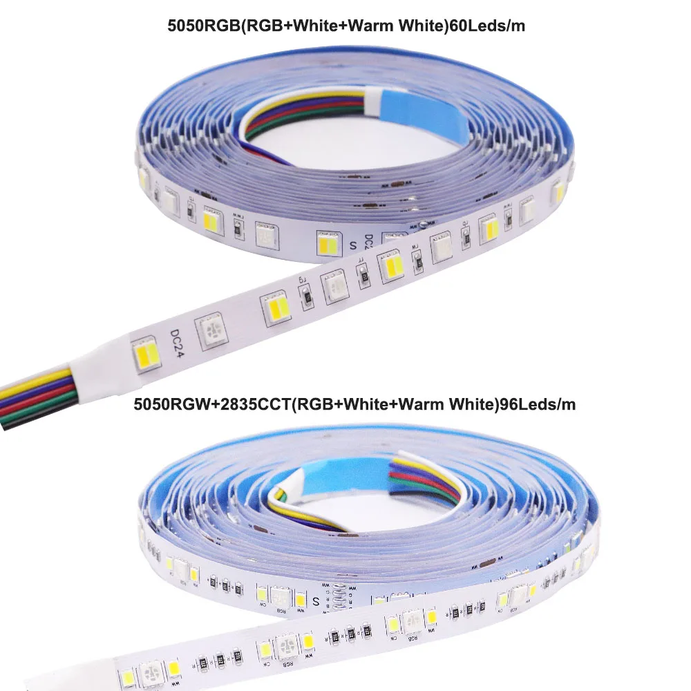 5050 2835 ledストリップrgb cct 5 coiorsで1 rgbw 4色で1 rgbw + ww + cct fiexibieテープiight IP30 IP65 IP67防水12/24v