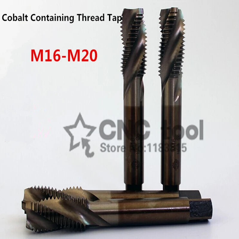 1PCS M16-M20 containing cobalt machine taps Spiral groove tap special stainless steel screw tap (M16/M18/M20/M16*1.5/M18*1.5)