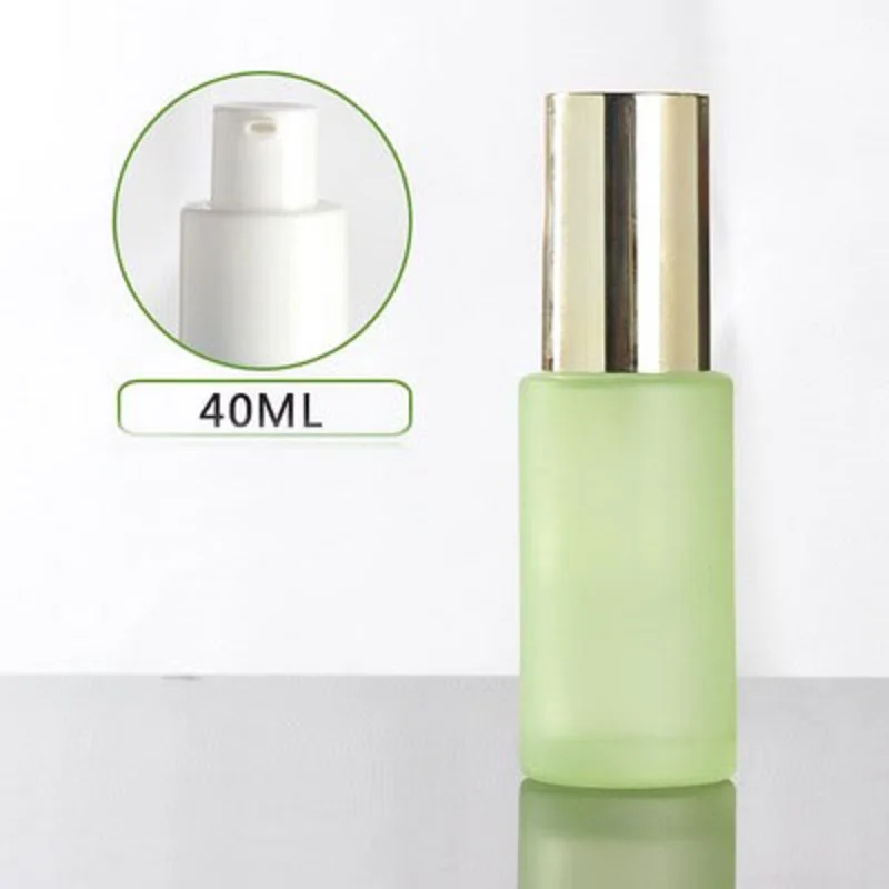 40ml frosted/green/blue/white glass bottle shiny gold lid for serum/lotion/emulsion/foundation/gel skin care cosmetic packing