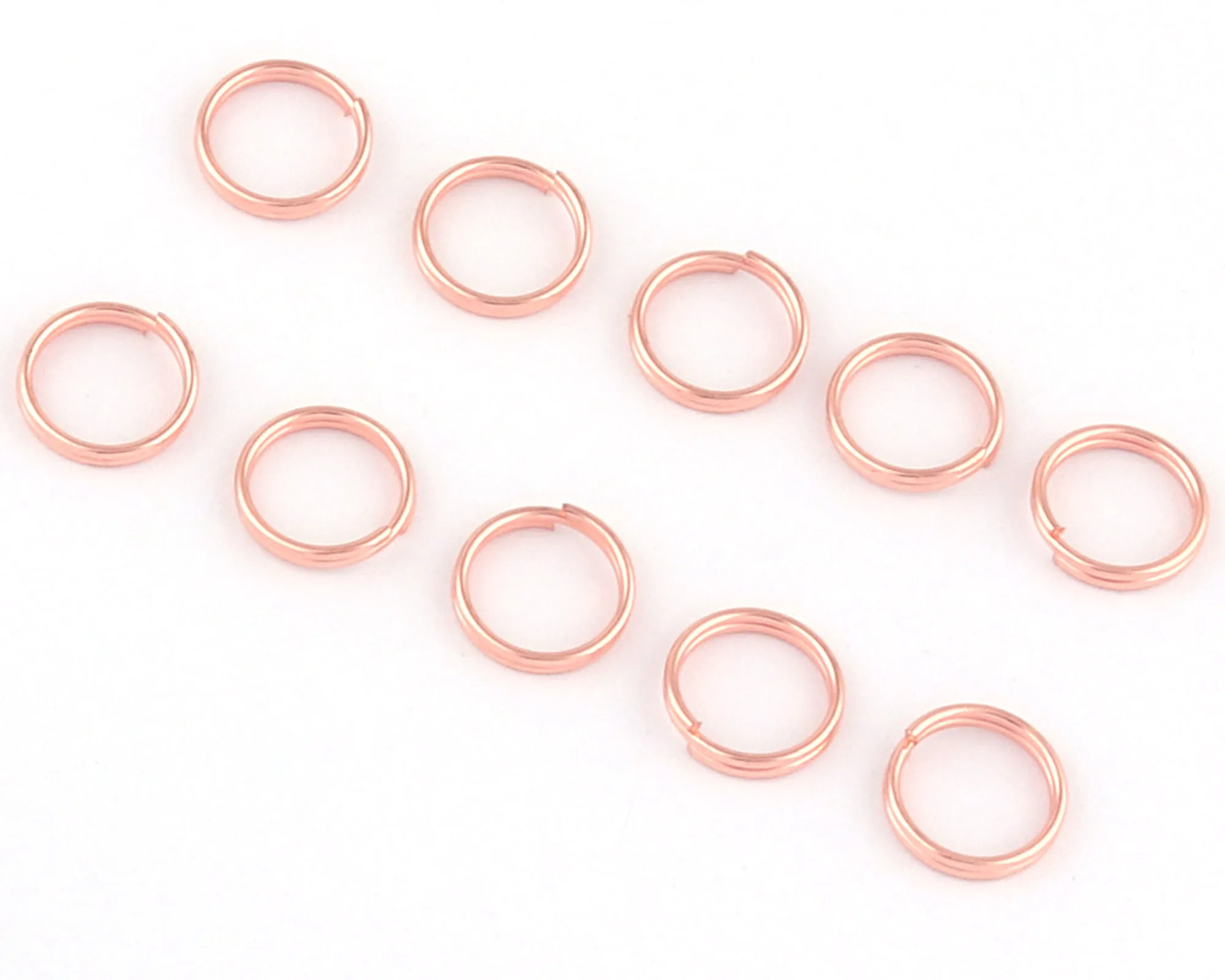 10mm Rose Gold Double Split Ring Purse Making Hardware Key Ring Hook Clip Jewelry Making Metal Clasp Connector Dog Collar