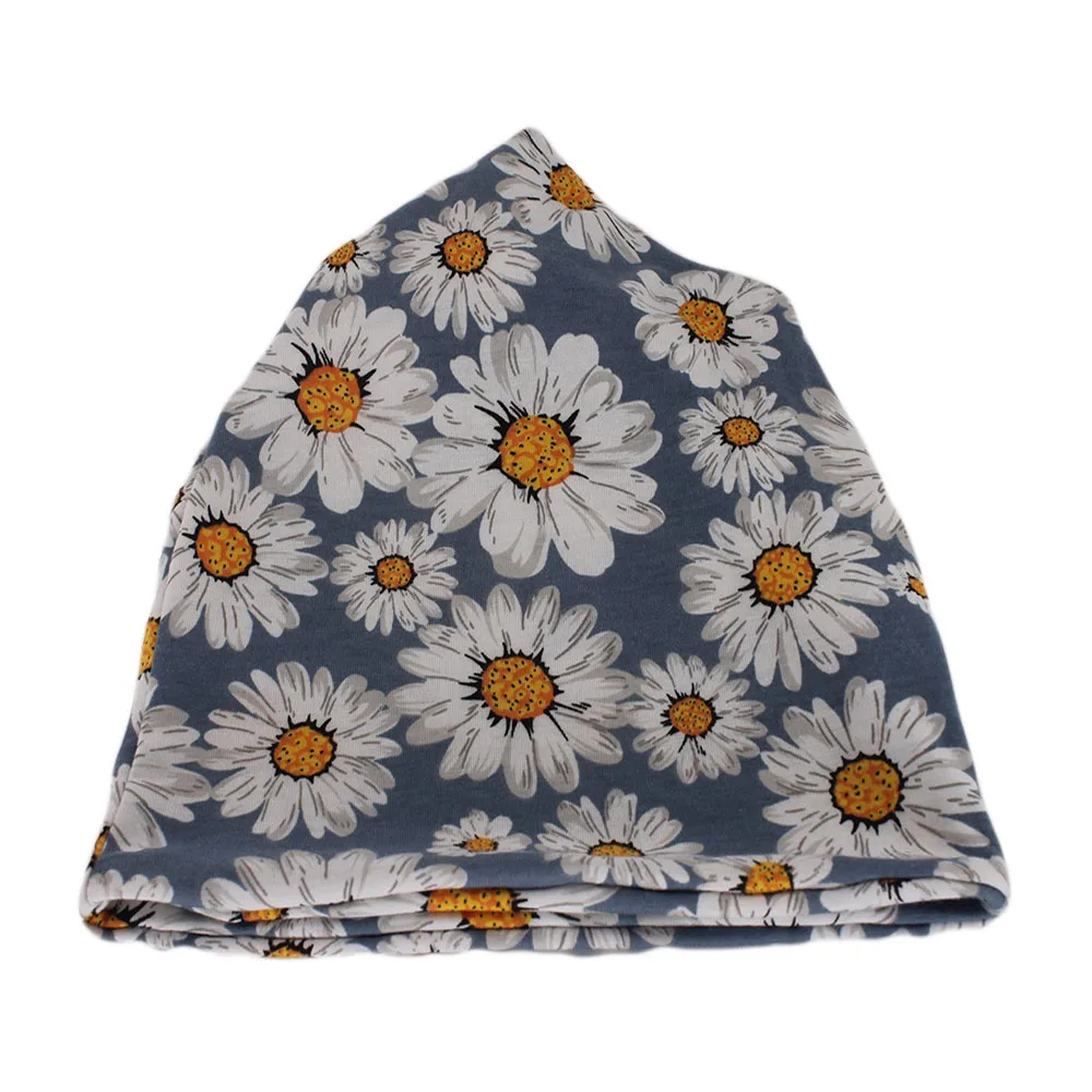 New Fashion Women Floral Spring Autumn Warm Cute Lady Beanies Skullies Casual Dance Outdoor Scarf Hats Girls Cotton Gorras Sale