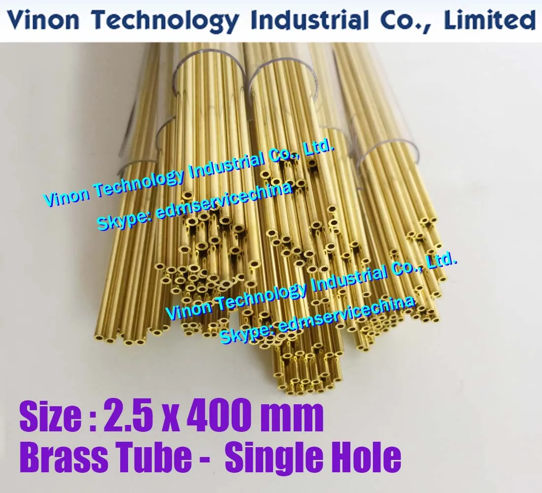 (25PCS/LOT) 2.5x400MM EDM Brass Tube Single Hole, Brass EDM Tubing Electrode Tube Single Channel, Diameter 2.5mm, 400mm Long