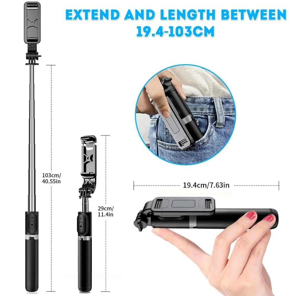 Statief Selfie Stick met Gimbal-stabilisator voor telefooncamera Smartphone Mobiele mobiele houder Stand LED-ringlicht Bluetooth-monopod