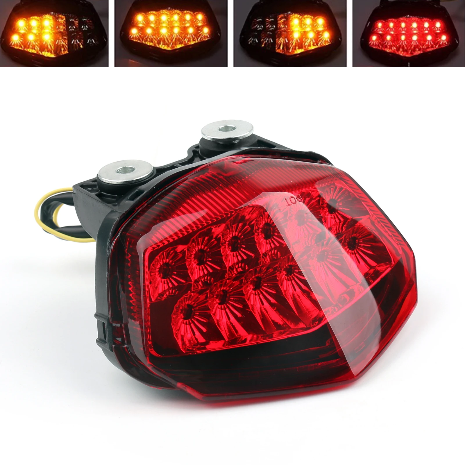 Artudatech LED Taillight Brake Turn Signal For Kawasaki NINJA EX250 ZX 250R 2008 2009 2010 2011 Red