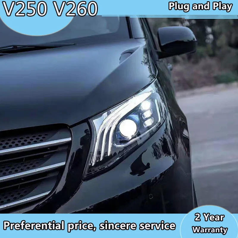 

Стайлинга автомобилей Фара для бенц Вито головной светильник V250 V260 V260L головной светильник 2016 2017 2018 2019 все светодиодный Вито спереди светильник би ксенон объектив