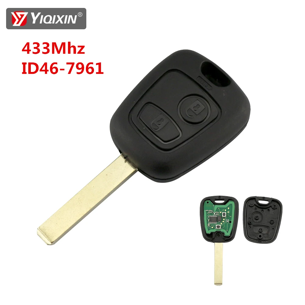 

YIQIXIN 2 Buttons VA2 Blade Remote Car Key 433 MHz ID46 7961 Transponder Chip ASK For Peugeot 106 206 306 307 207 407 Partner