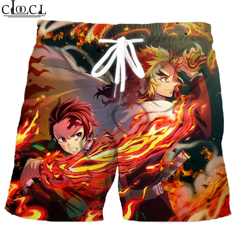 CLOOCL Kinetsu No Yaiba Anime Demon Slayer Shorts Cosplay 3D Printed Wild Men's Fashion Casual Wide 2021  Summer New Pants