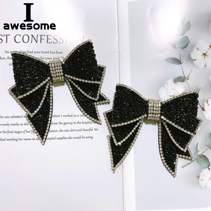 Fashion DIY Handmade Black Bowtie Bridal Wedding Party Shoes Accessories For high Heels Flats Slipper Shoe Decorations flower