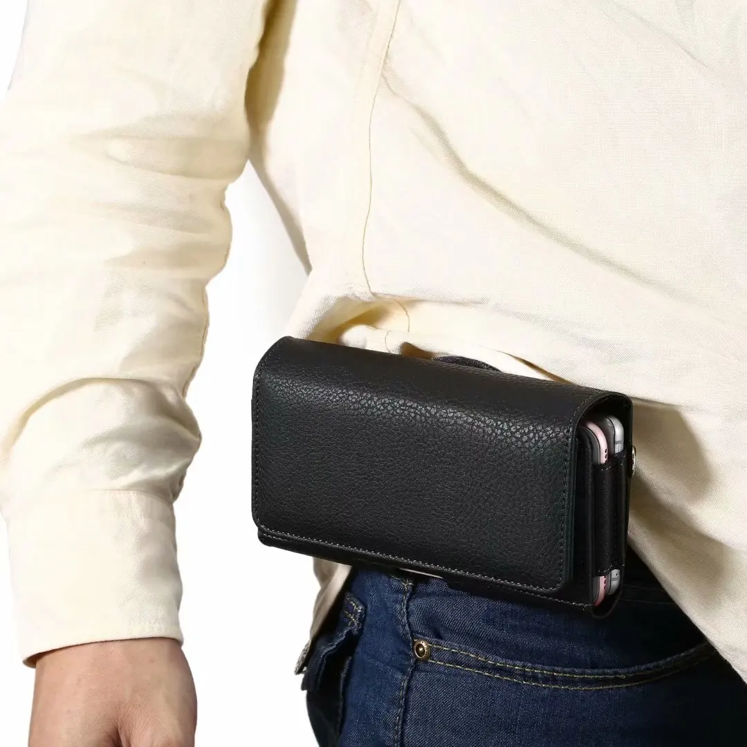 FULAIKATE Double Compartment Design Men's Phone Bag Waist Mobile Pouch Hanging on Belt Lanyard Card Pocket Universal Holster 6.9