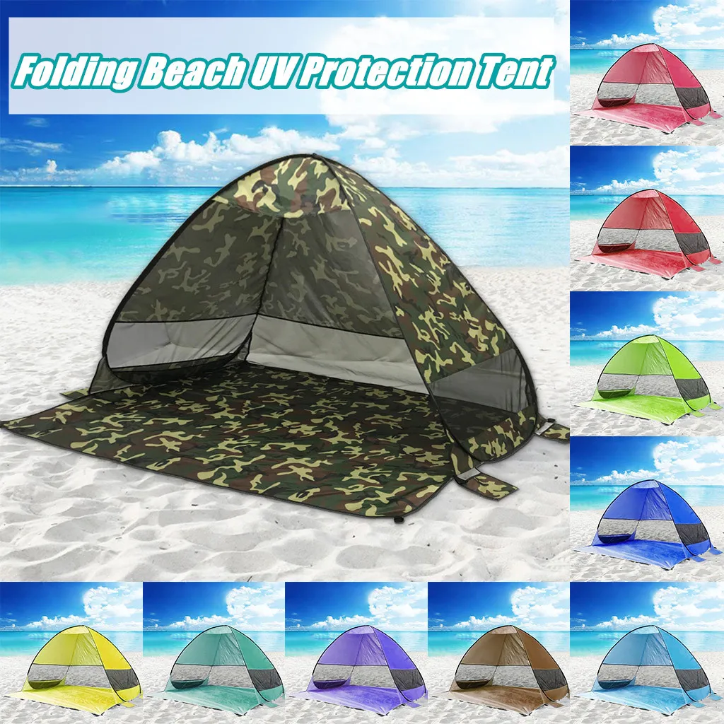 

Anti-UV quick open beach Tent Waterproof Camping silver-plated Fabric Single Layer Tent for Outdoor Travel 200x165x130cm#0513g30