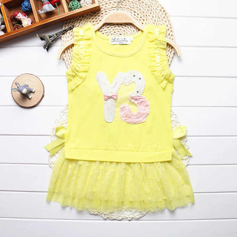 Summer Kids Clothing Girls T-shirts Sleeveless Tops Long Style Vest Shirts 4-7T