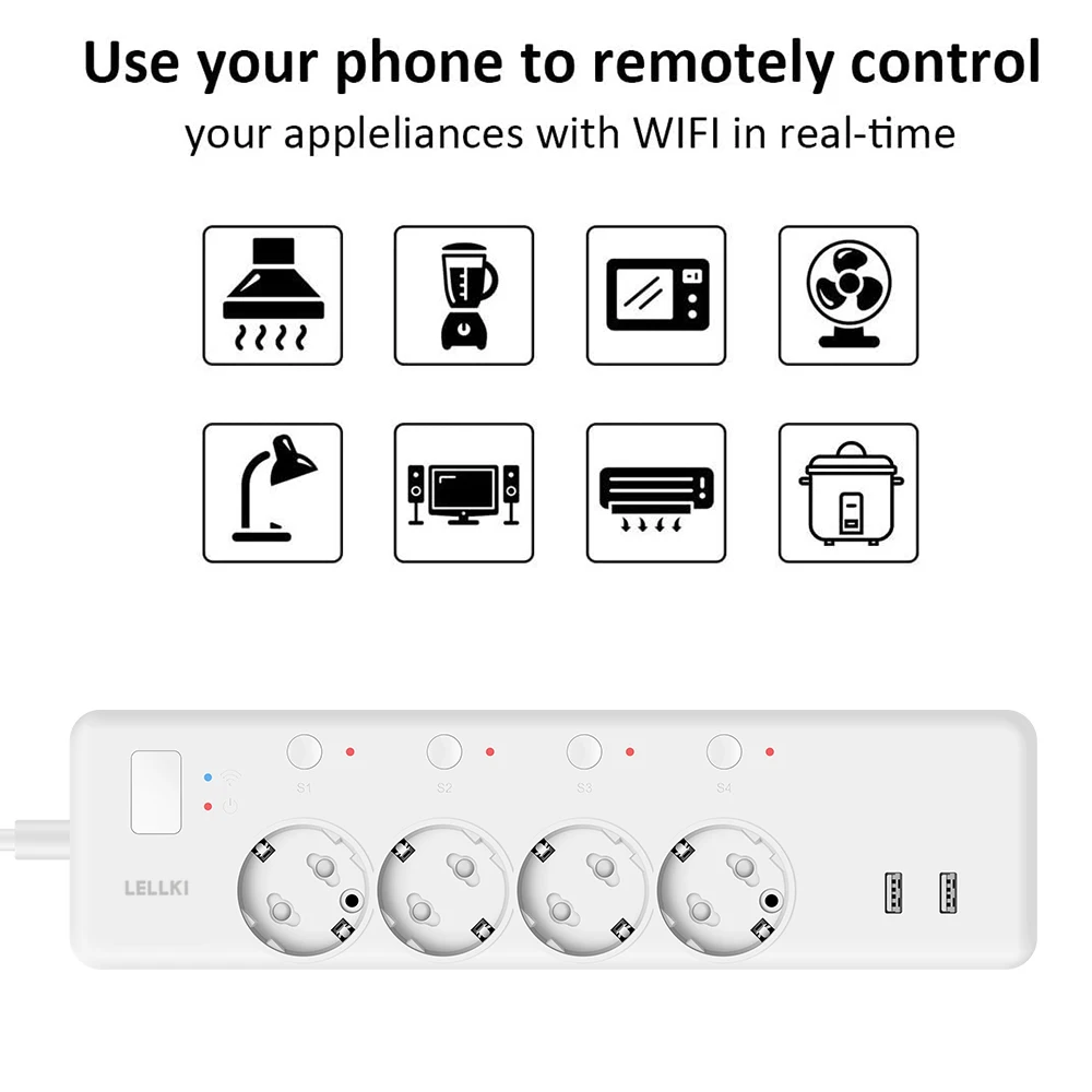 LELLKI Zigbee Power Strip Energy Monitoring Wifi Smart Usb Socket 220V Eu Korea Plug Tuya Smart Life Home Alexa Google Yandex