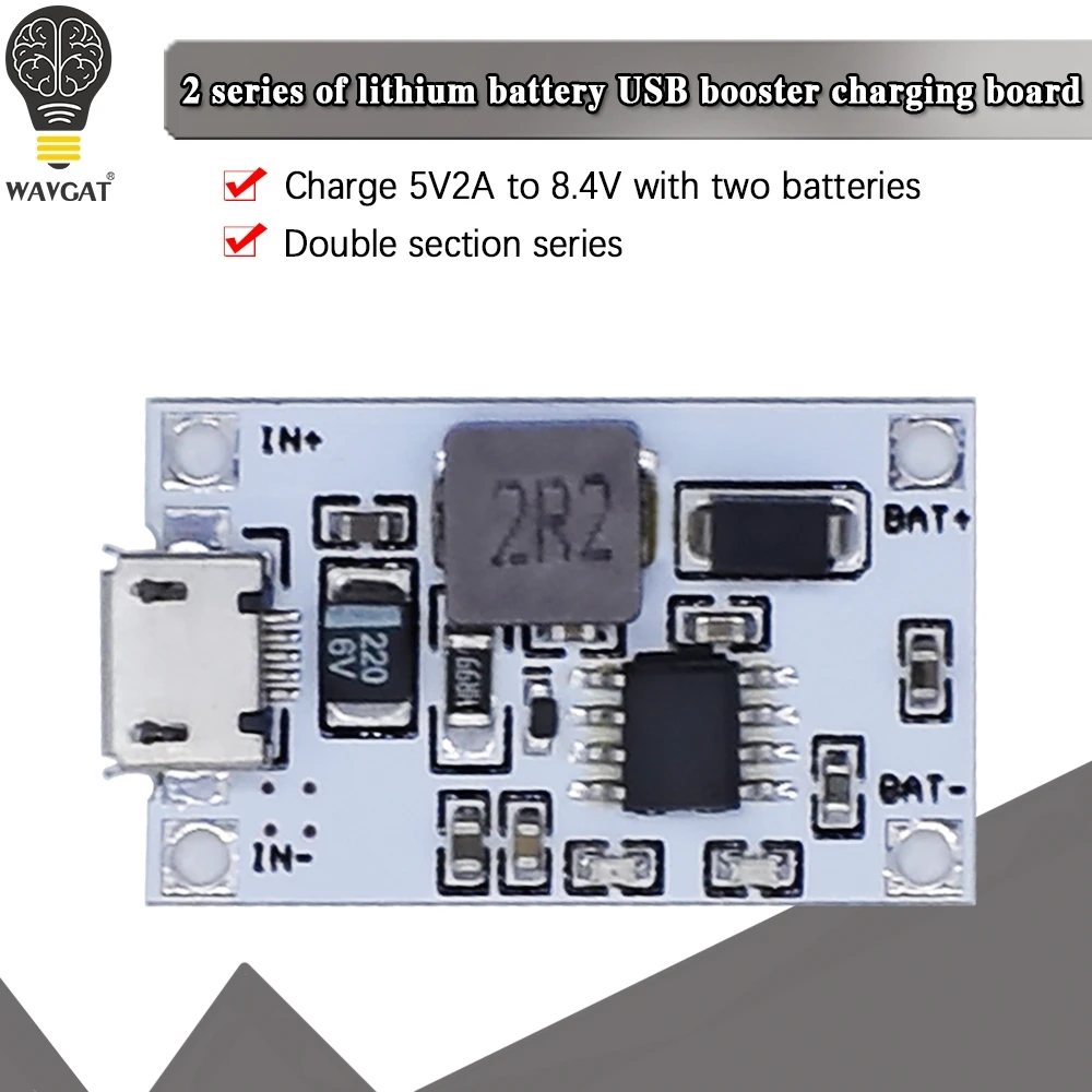 5V 2A Lithium Battery Charger Step Up Protection Board 2S 7.4V 8.4V Boost Power Module Li-Po Li-ion 18650 Bank Charger Board DIY