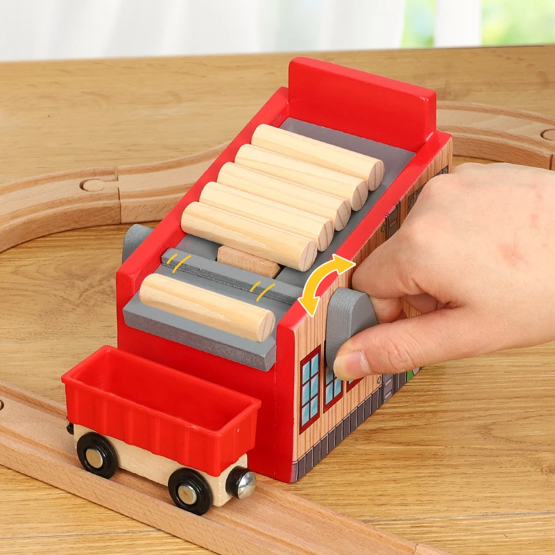 Sawmill Wooden Railway Tracks Scene Accessories Compatible for Thom Wood Train Tracks Rail Car Toys for Children Gifts