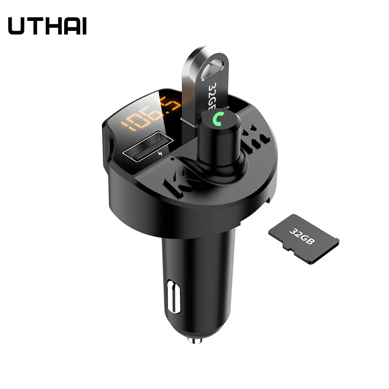 UTHAI 3.1A  USB Charger Bluetooth-compatible Car Kit FM Transmitter Modulator Audio Mp3 Player Phone Wireless Handsfree Carkit