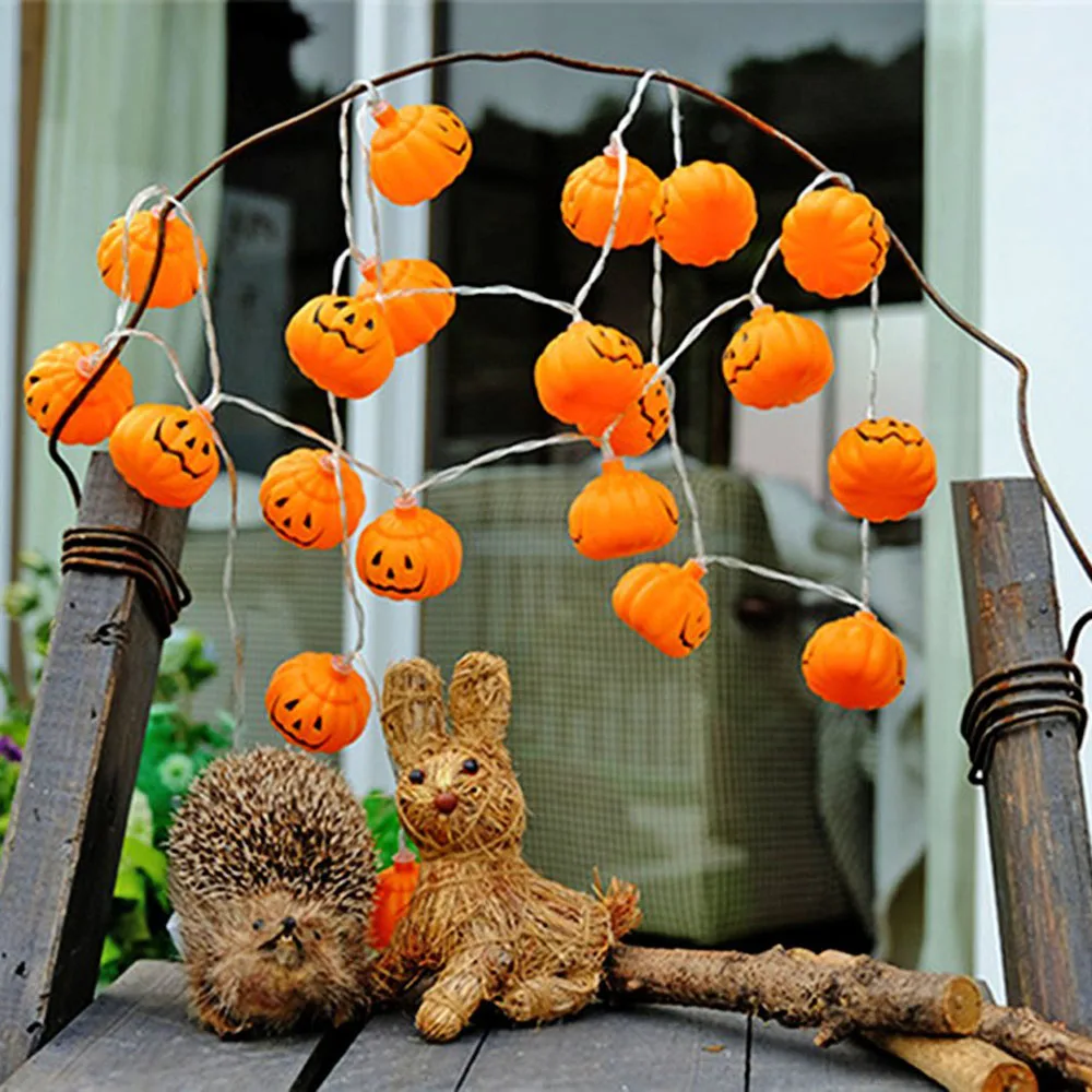 Halloween 3D Pumpkin LED String Lights 1M 2M 3M Orange Pumpkin lights Battery Operated Halloween Christmas Decoration Lights