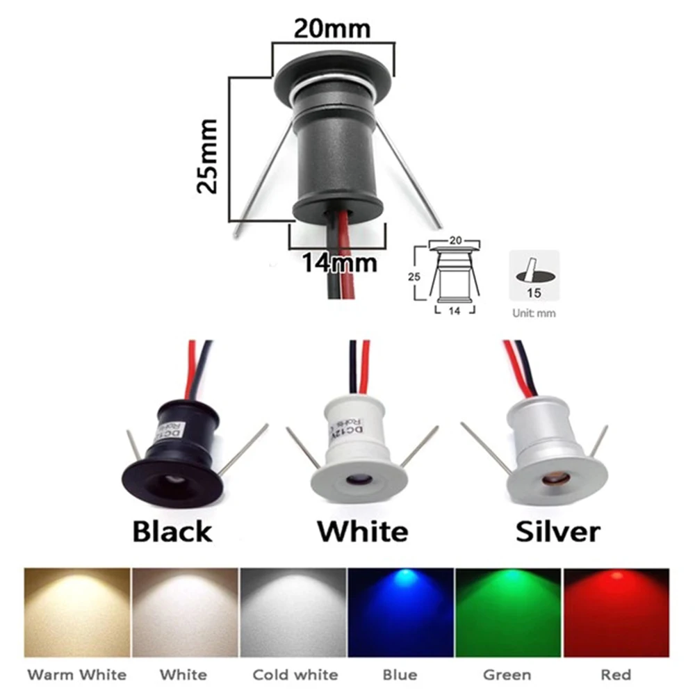 Светодиодный мини-Светильник направленного света, точечный светильник с регулируемой яркостью для лестницы, кабинета, 15 мм, точесветильник