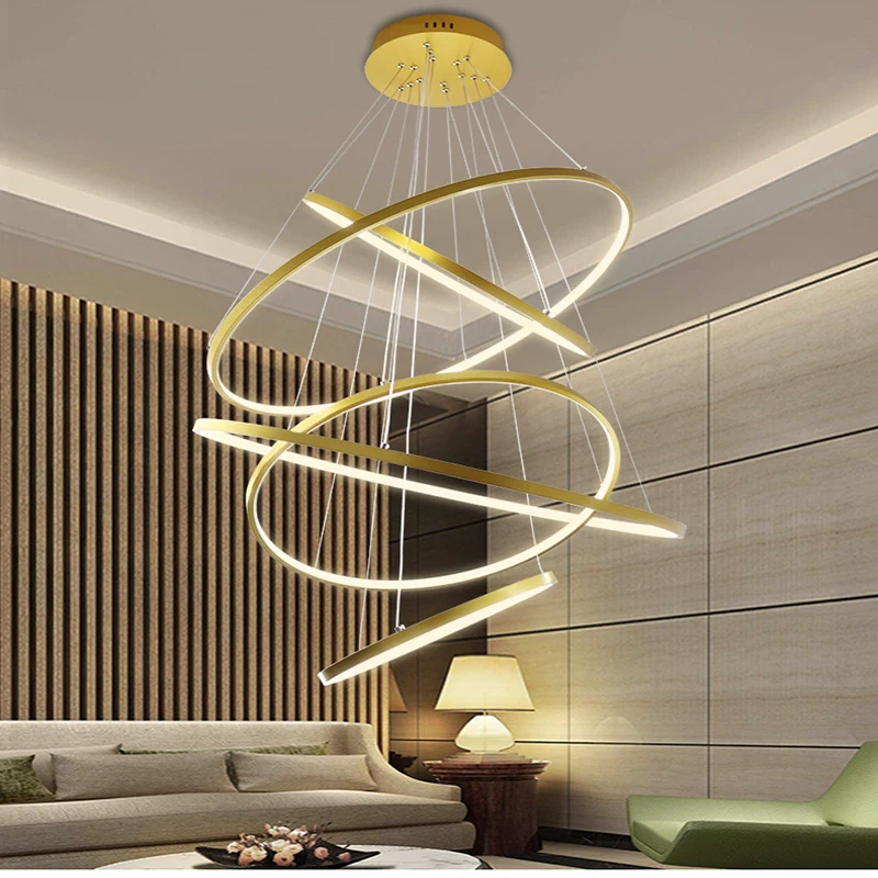 Modern New Arrival Classical Circle Ring Led Nordic Pendant Lights luminaria White Black Silver Gold Frame for Living room Foyer