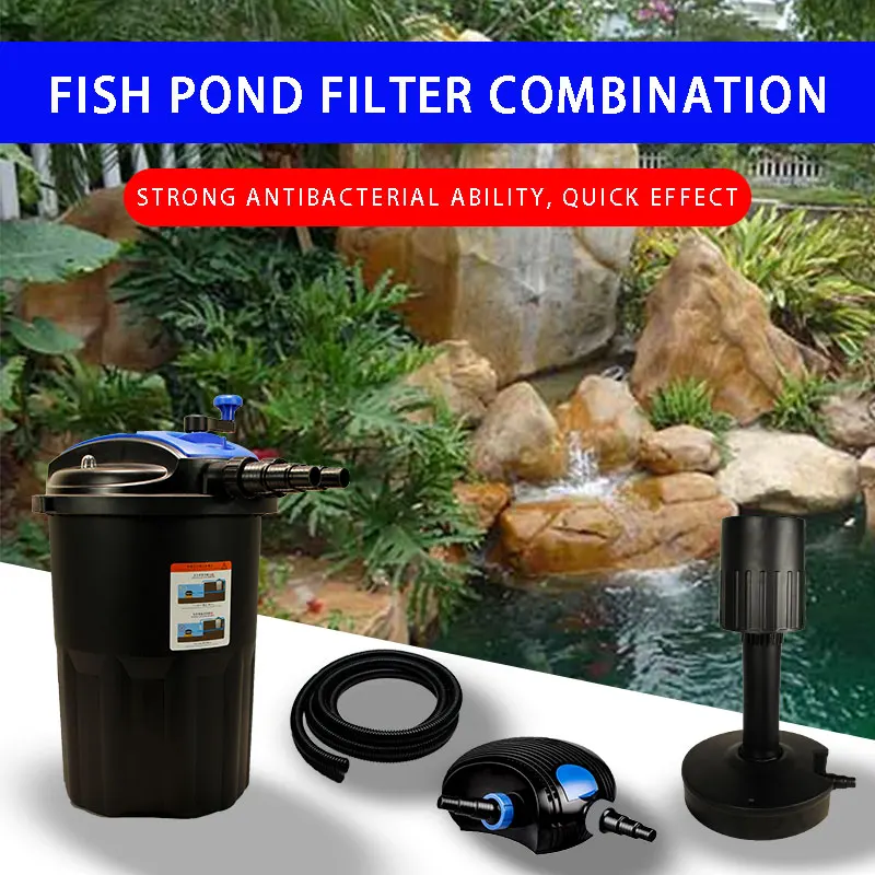 Koi fish pond filter filter equipment external pond fish farming filter bucket with UV ultraviolet rays to remove moss