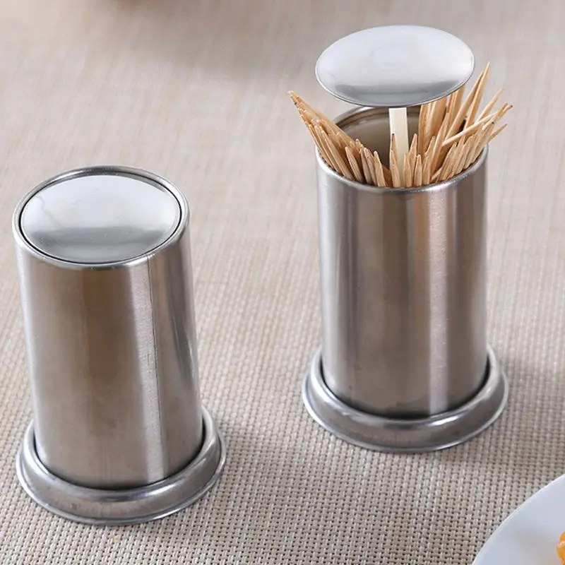 Stainless Steel Retractable Automatic Toothpick Dispenser Holder Push Style Container for Home Hotel Restaurant