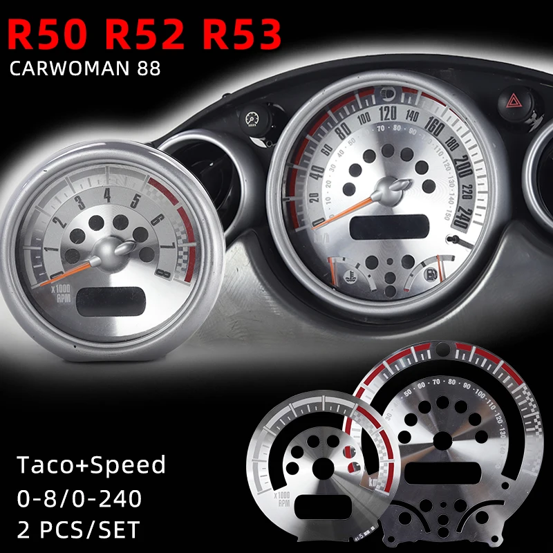 Brand New Carbon Fiber Material Tachometer & Speedmeter Gauge Sticker For Mini Cooper R50 R52 R53 R56 R60  (2 PCS/SET)