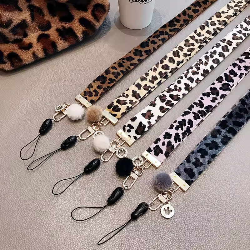 Leopard print Phone holder Key Lanyard Cheetah ID Badge Holders Animal Phone Neck Straps with Keyring - AliExpress 