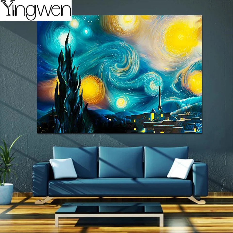 Van Gogh 5d Diamond Painting Kit Starry Night Full Diamond Embroidery Mosaic Cross Stitch Kanagawa Waves Ukiyo-e Famous Painting