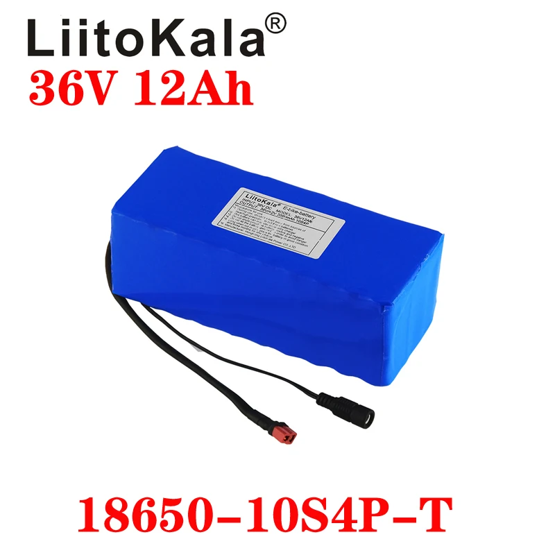 LiitoKala 36V 12AH Electric Bike Battery Built in 20A BMS Lithium Battery Pack 36 Volt with 2A Charge Ebike Battery