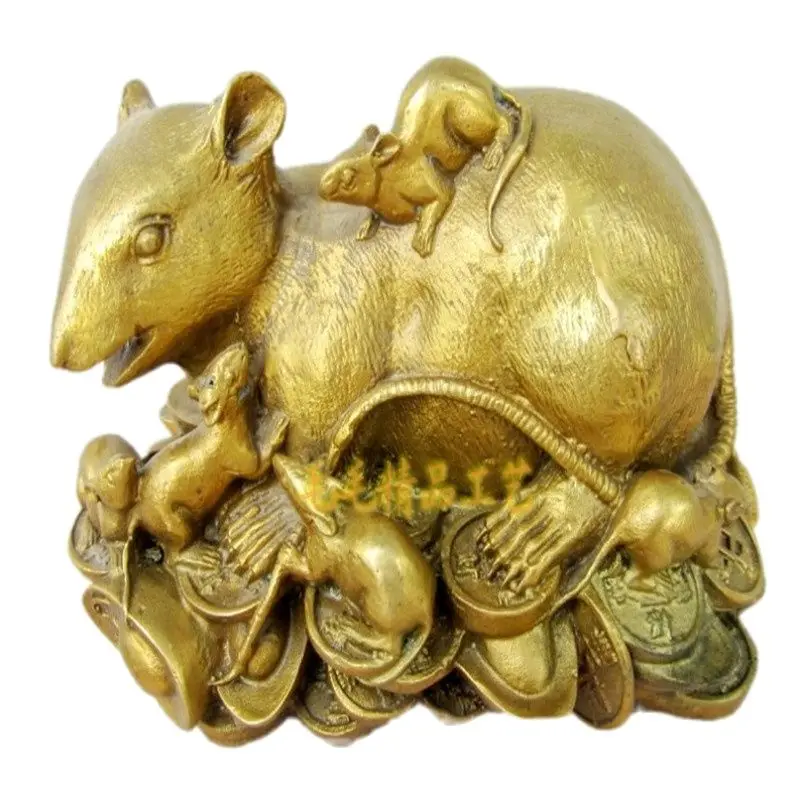 

The Rat Offspring Of Nine Copper Ornaments Were Lucky In The Copper Decoration Wang Rat Money Gold Rat Rat