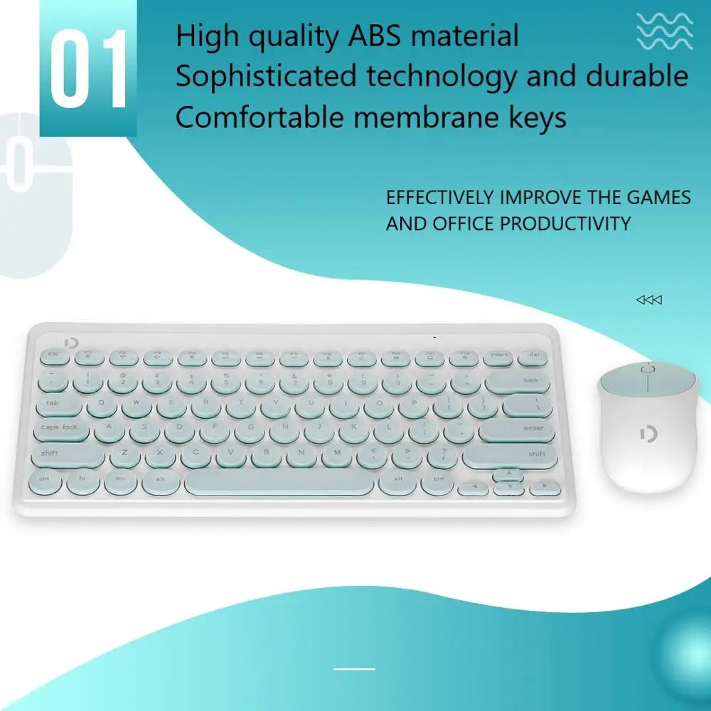 Mini Wireless Keyboard and Mouse, Portable Silent Chocolate Keys, Ultra-thin Slim Keyboard and Mouse,Suitable for Office Laptops