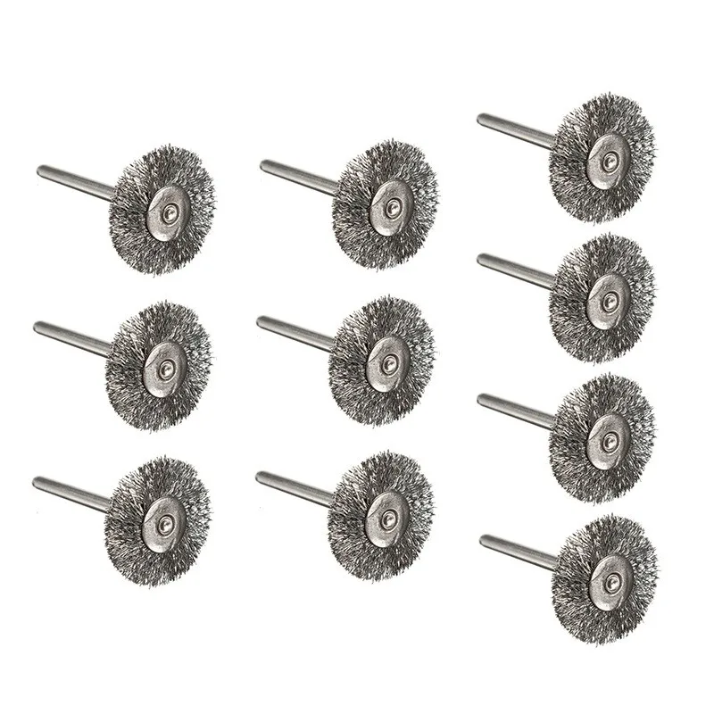 10pc 22mm Steel Wire Wheel Brushes For Mini Drill Rotary Tools Polishing Brush Electric Grinder For Cleaning Flat Wire Wheel