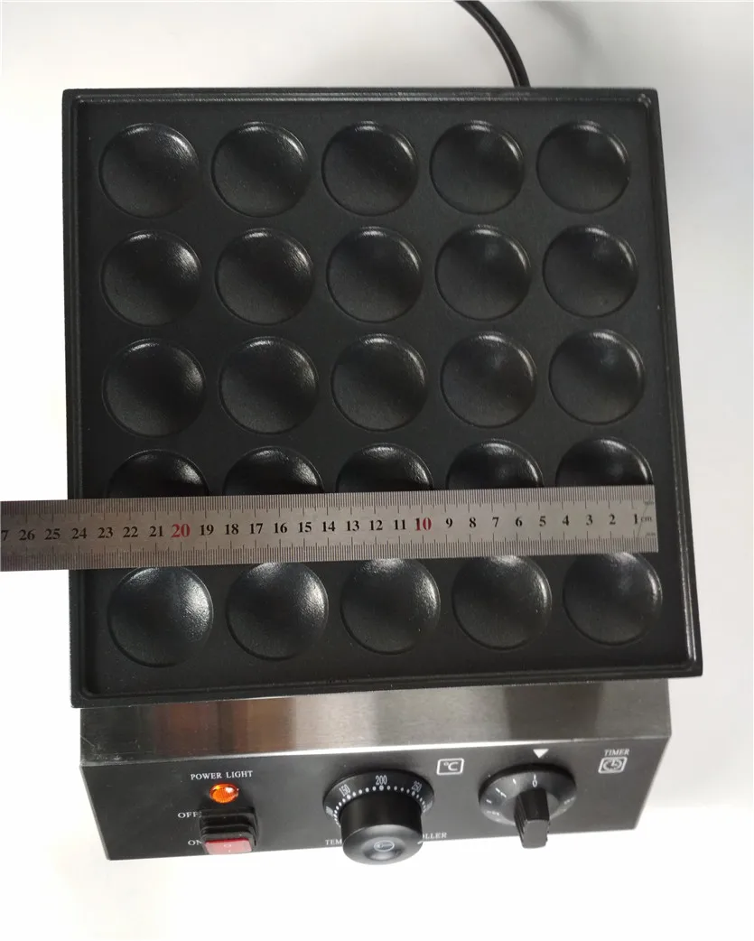 Poffertjes Machine 25 Holes Dutch Mini Pancakes Grill Stainless Steel Electric Small Waffle Maker Water-Proof Switch