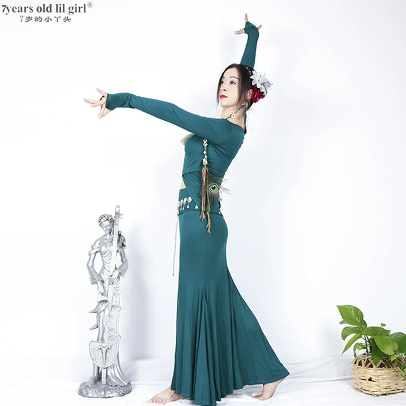 Roupa de dança do ventre de chamas, fantasia oriental + saia de 2 peças