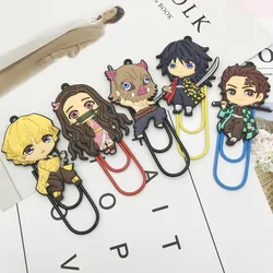 Cute Cartoon PVC Soft Glue Pin Bookmark Kamado Tanjirou Nezuko Silicone Clip Student Boy Girl School Office Stationery Gift