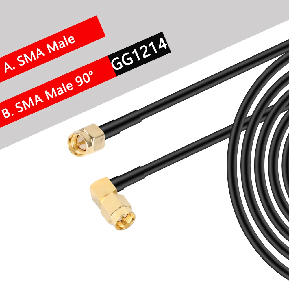 20CM 30CM 50CM 1M SMA Đực Để SMA Đực RG58 50ohm Cáp Đồng Trục SMA Cắm WiFi ăng Ten Nối Dài Cổng Kết Nối Bộ Chuyển Đổi Hình Heo