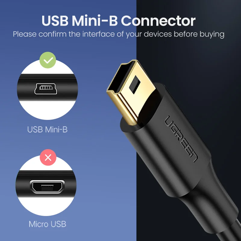 Ugreen Mini USB to USB Cable Mini USB Fast Data Charger Cable for MP3 MP4 Player Car DVR GPS Digital Camera HDD Mini USB Cable