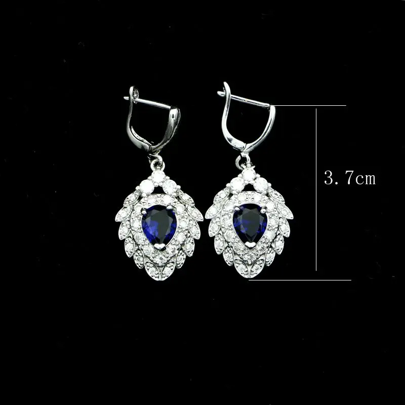 Fashion Bride 925 Sterling Silver Jewelry Blue Cubic Zirconia Stones Strawberry Drop Earrings For Women Wedding Decoration