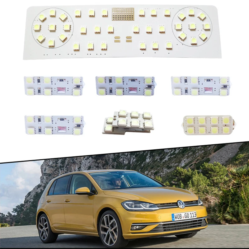 

7x for VW Volkswagen Golf 7 Mk7 5G 2013 2014 2015 2016 2017 2018 2019 Interior Lights Dome Map Room Roof LED Lamps Reading Light