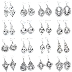 Fashion Snap Jewelry Mini Snap Buttons Earrings Fit 12mm Snap Button Metal Crystal Dangle Earrings For Women