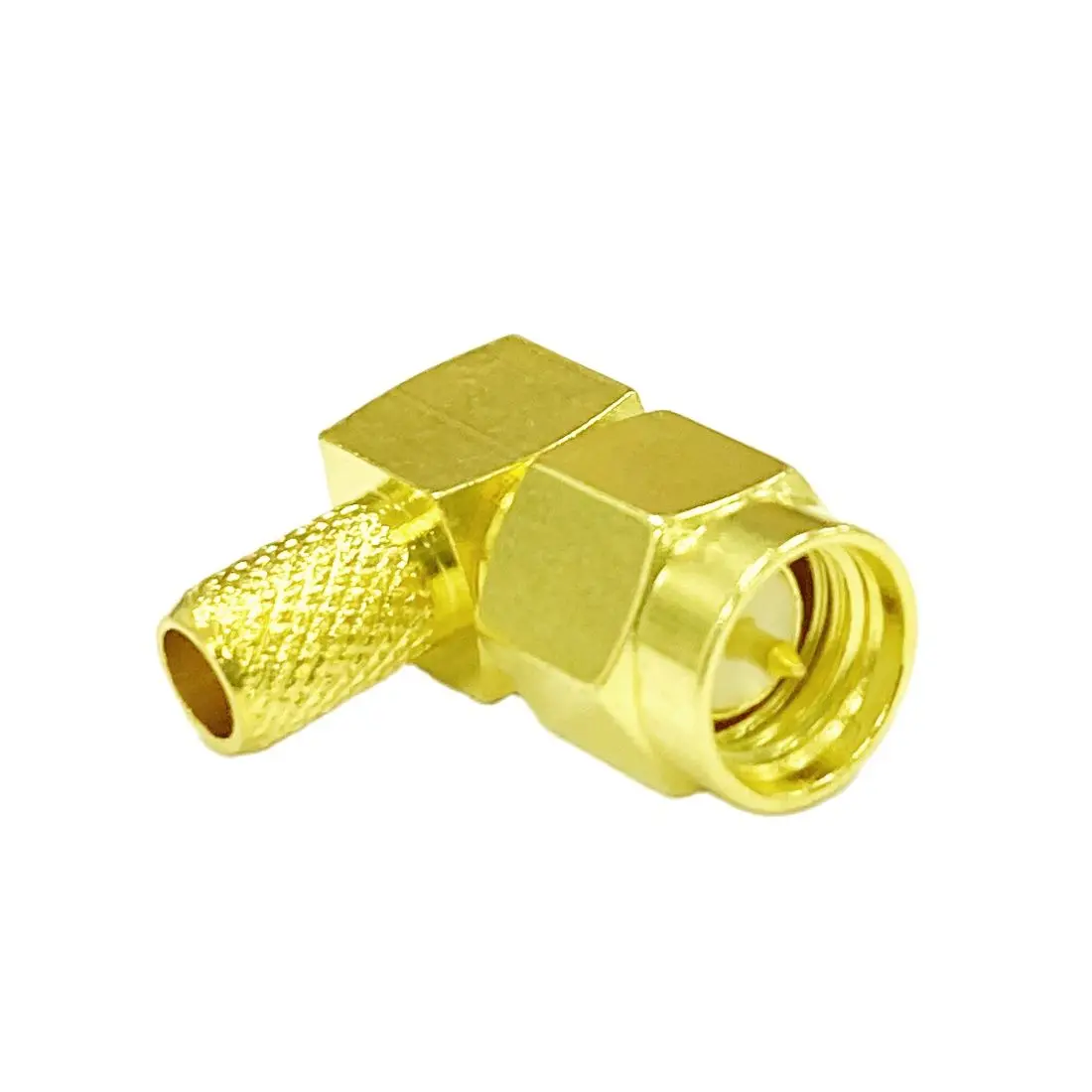 1pc conector sma plugue macho ângulo direito rf coaxial crimp cobre para rg58 rg142 rg400 lmr195 cabo goldplated novo conector de fio