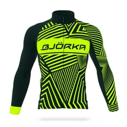 BJORKA Winter Cycling Maillot Thermaque Zenith Jaune Tops Men's Long Sleeve Bicycle Jackets Ciclismo Fleece Jerseys Bike Apparel