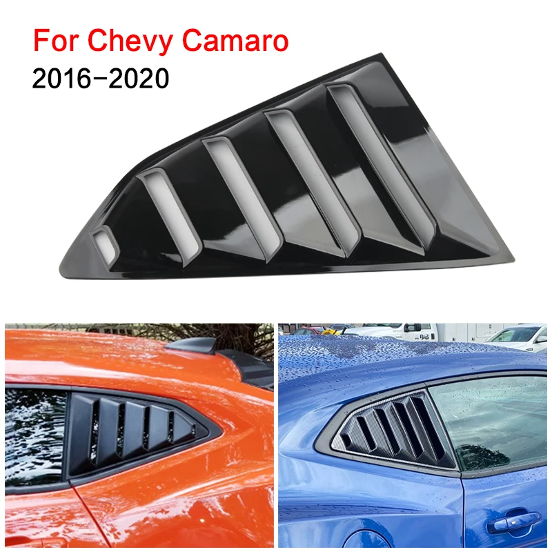 

high quality Rear Quarter Window Louvers Fiber Spoiler Panel for Chevrolet Chevy Camaro 16-20 ABS 2 pcs/set，Black/Carbon