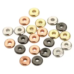 Stainless Steel Charm Spacer Beads Flat Round Loose Beads DIY Bracelet Wheel Bead For Jewelry Making Finding Accessories 4/6/8mm