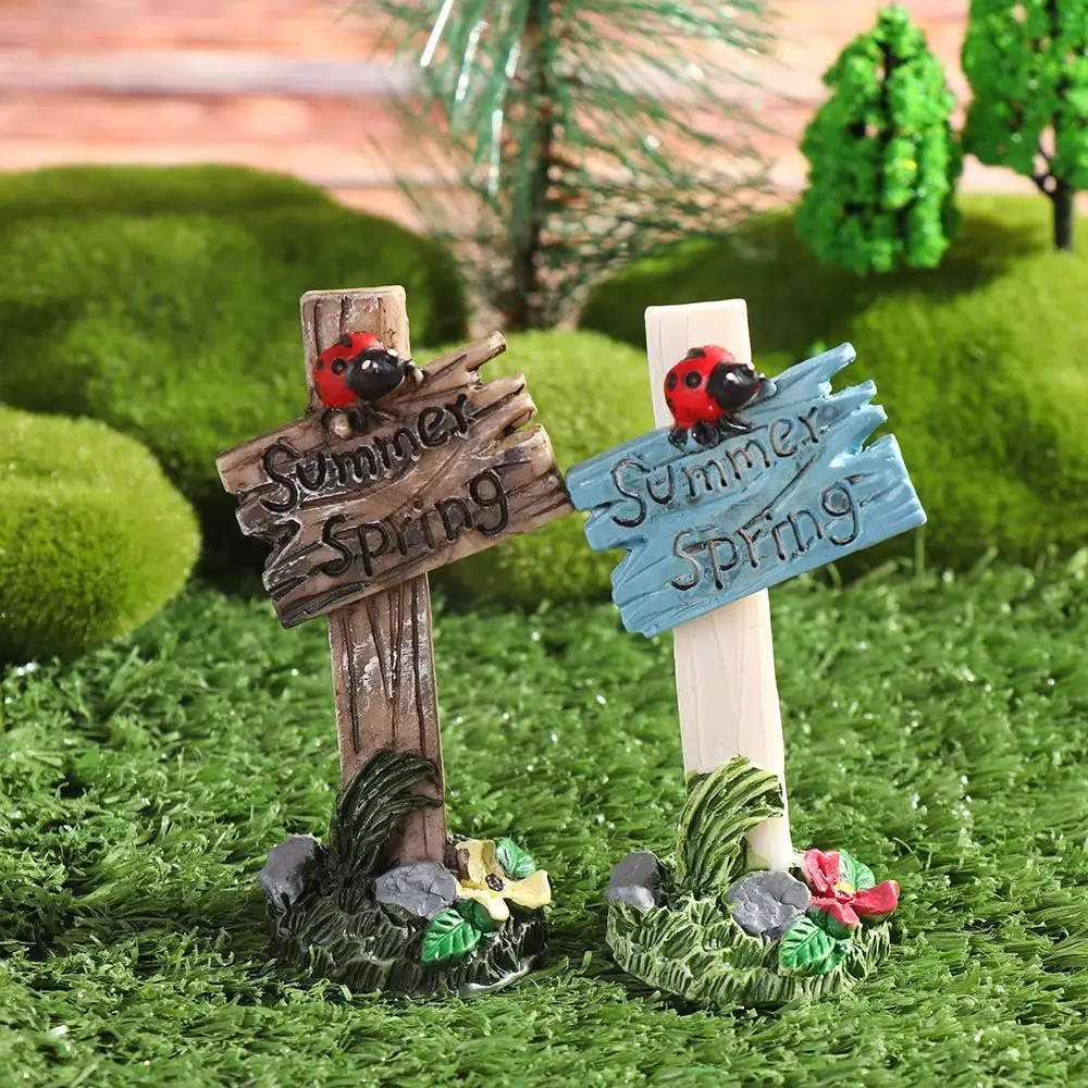 Resin Craft Succulents Bonsai Micro Landscape Mini Road Sign Fairy Garden Welcome Stake Figurine