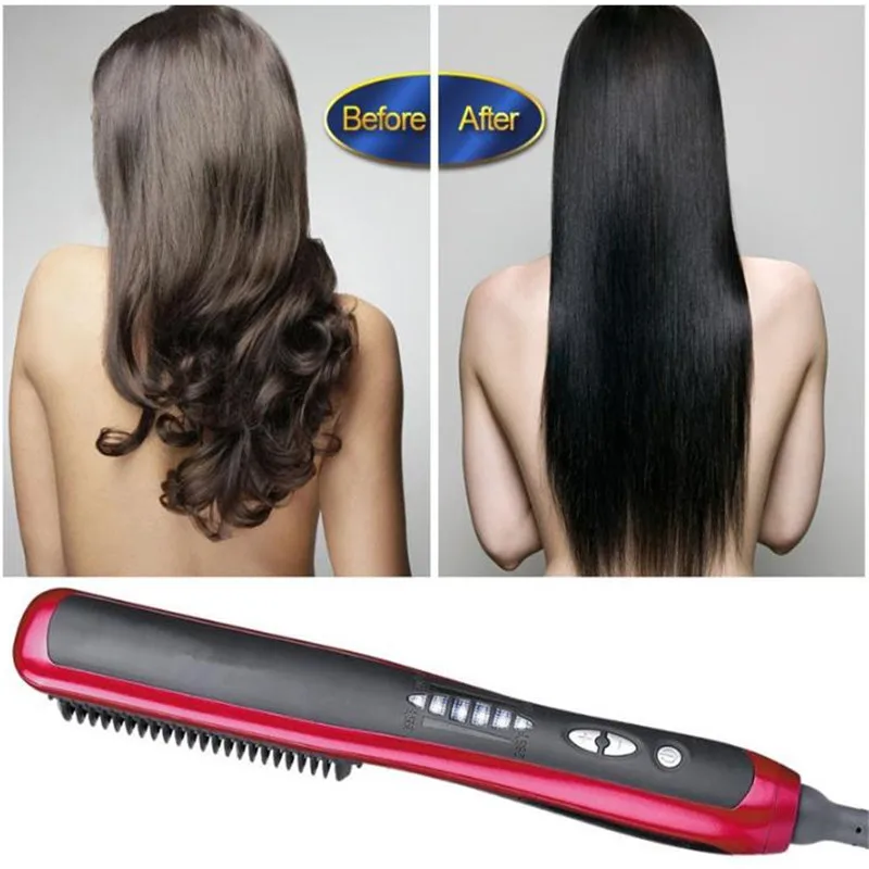 

Electric Simply Hair Straighter Brush Magic Flat Straightener Iron Straightening Comb Fast Heating Hairstyling Salon Wand Tongs