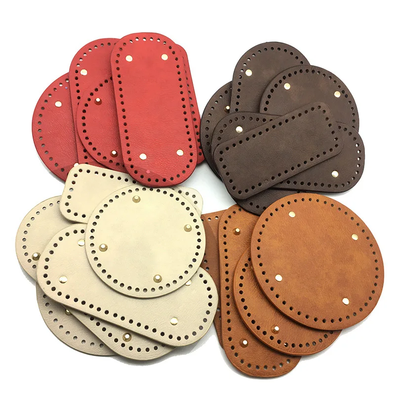 High Qualtiy Oval Round Bottom for Knitted Bag Leather Bag Accessories Handmade Bottom with Holes Diy Crochet Bag Bottom Pu Base