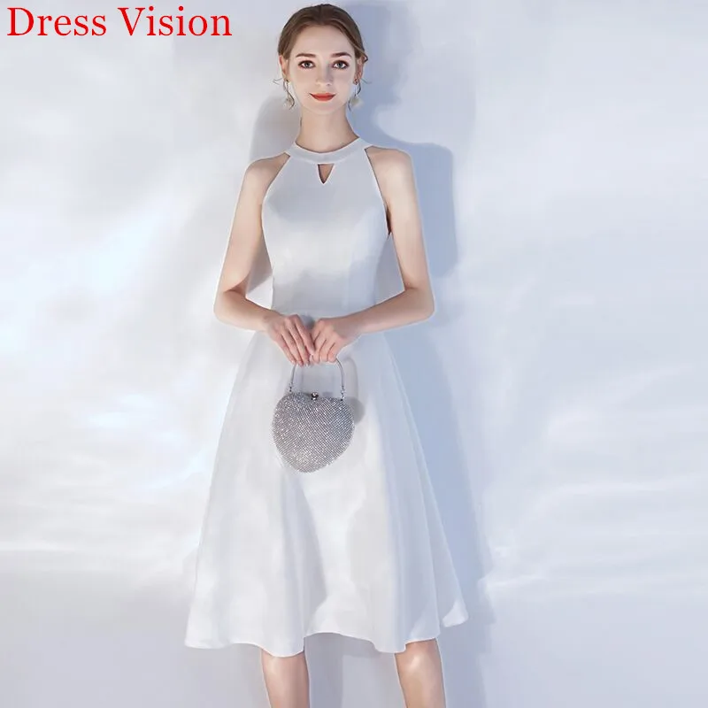 платье 2021 White Evening Dresse O-Neck Party Gowns Simple Satin вечернее платье Robe De Soiree