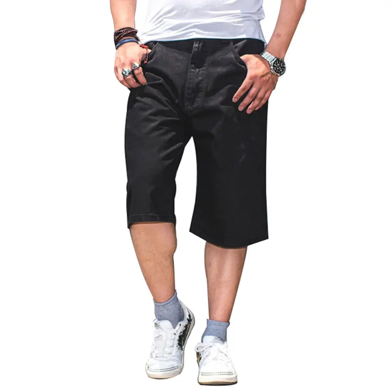 

2021 Summer Men Jeans Shorts Oversized Loose Straight Streetwear Fashion Casual Comfortable Hip Hop Skateboard Black Denim Pants